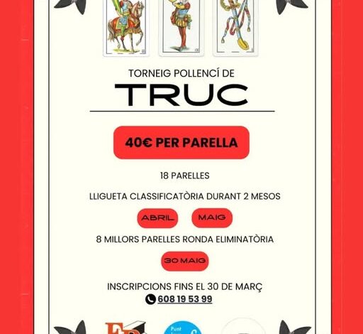 Cartell del Torneig Pollencí de Truc a Pollença