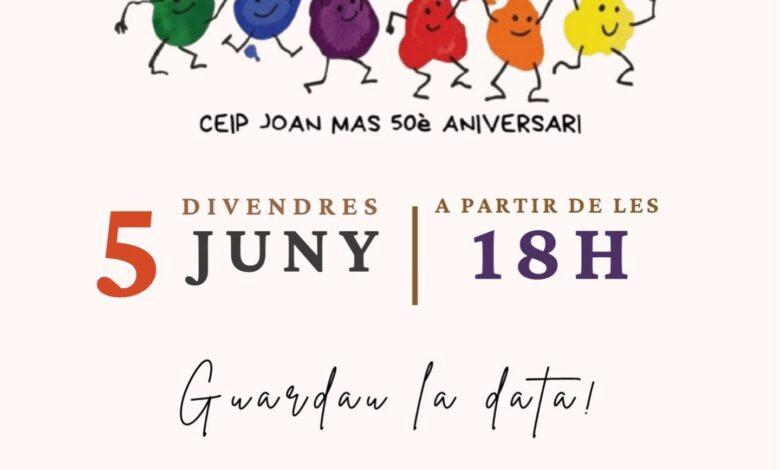 cartell 50 aniversari ceip joan mas pollença