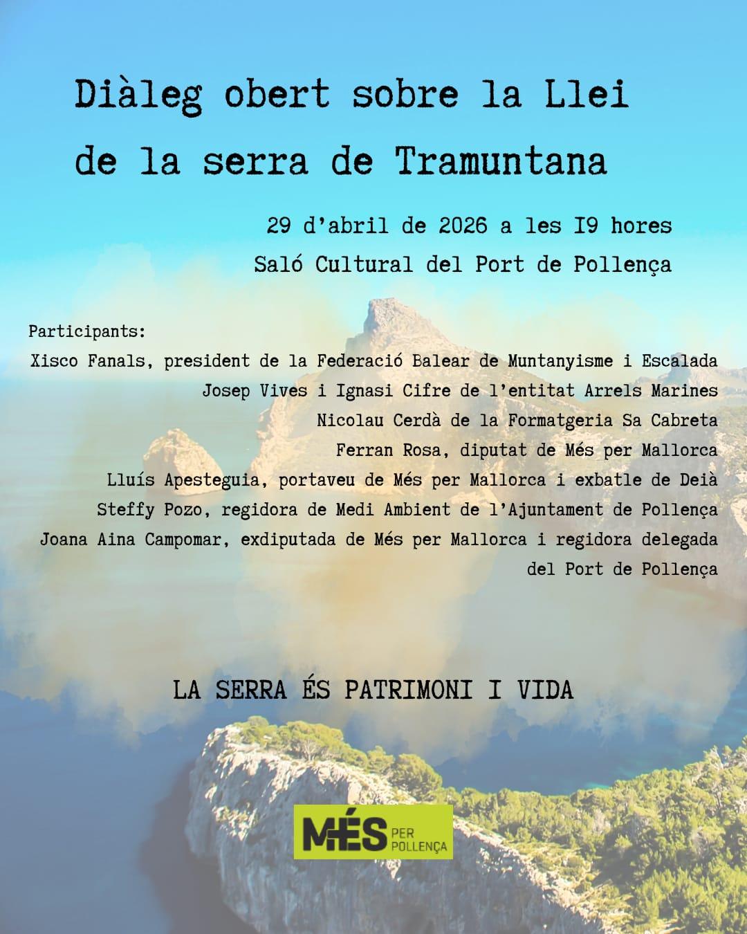 cartell del diàleg obert de la llei de la serra de tramuntana