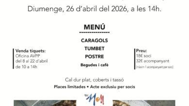 cartell del dinar de caragols a l'aavv del moll 2026