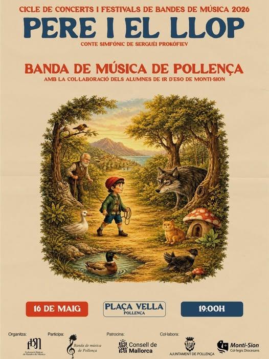 cartell del concert pere i el llop a la plaça vella
